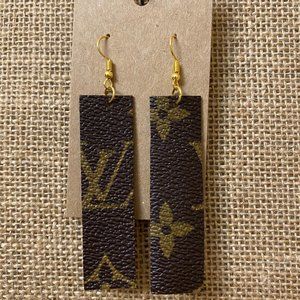 Handmade Leather Earrings rectangle, designer
